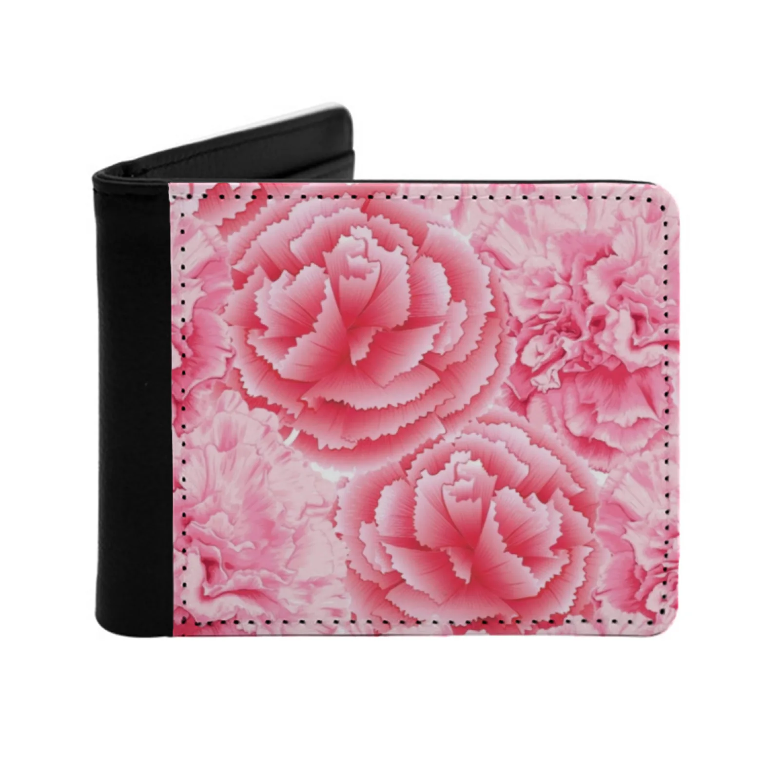 Pretty Pink Beautiful Carnations Spring Flower Floral Themed Personalized Men's Leather Wallet Card Money Bag Pu Leather Wallet