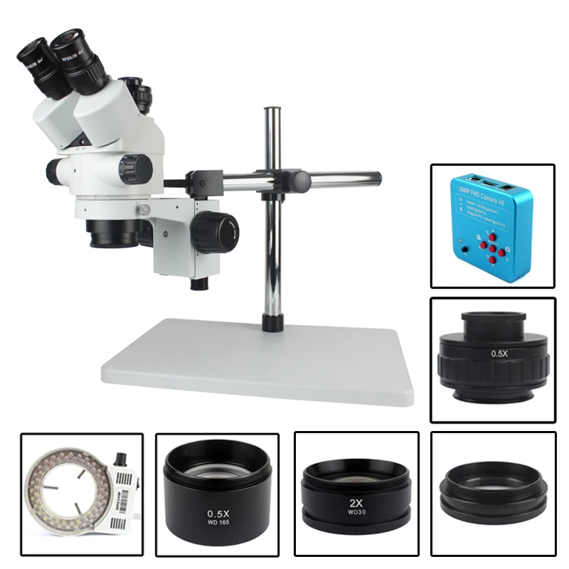 Big Table Zoom Industrial Trinocular Stereo Microscope 3.5x-90x Magnification HDMI Digital USB Video Camera Industry Microscopio