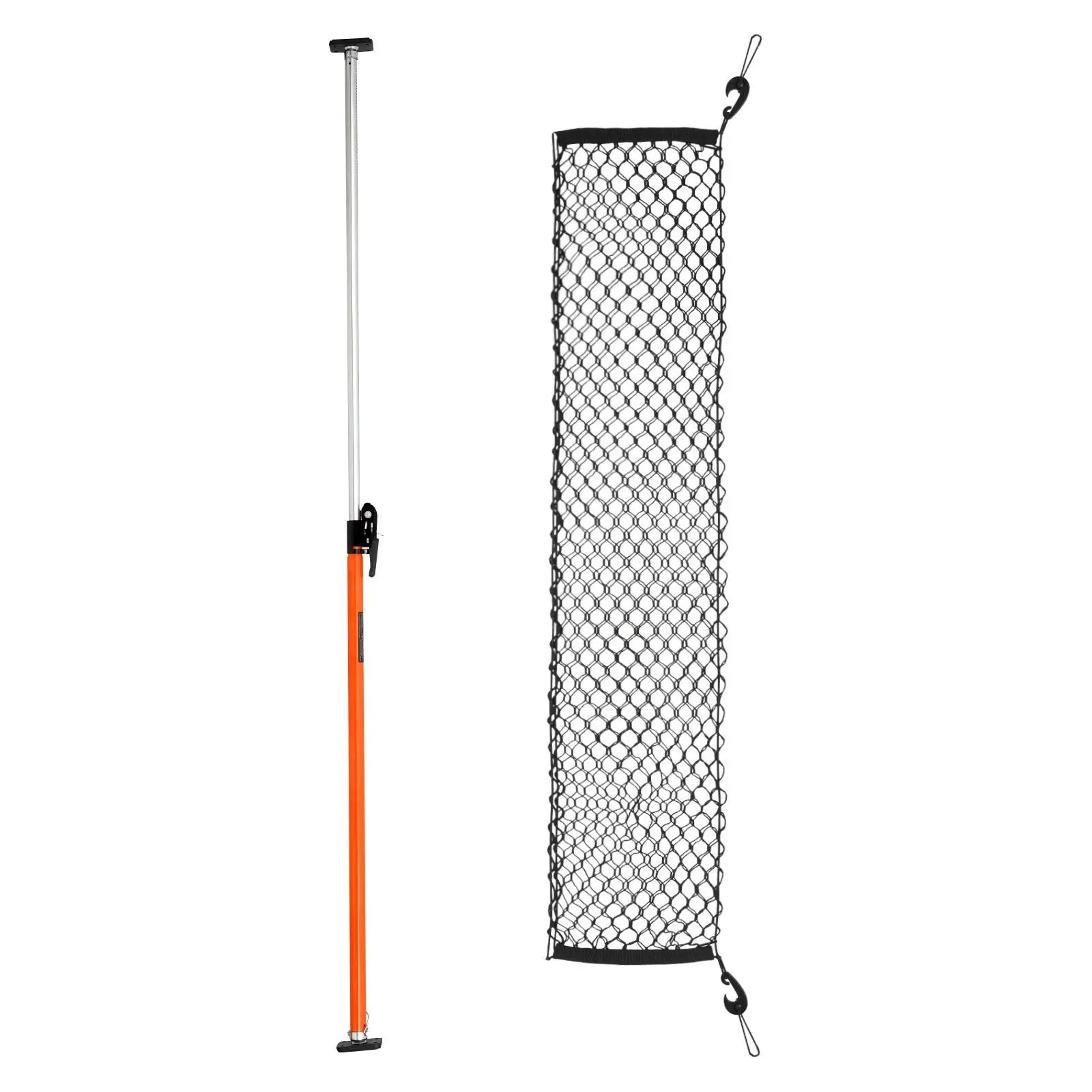 

Cargo Bar, Ratcheting Cargo Bar Adjustable from 40" to 73", Heavy-duty Steel Cargos Stabilizer with Storage Net & Non-Slip Foot