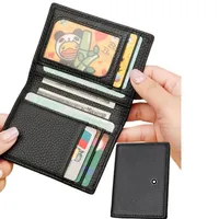 High End Busine Sle 100%Genuine Leather Men's Top Layer Cowhide Real Pickup Bag ID Photo Slot Credit Card Holder Two Fold Wallet