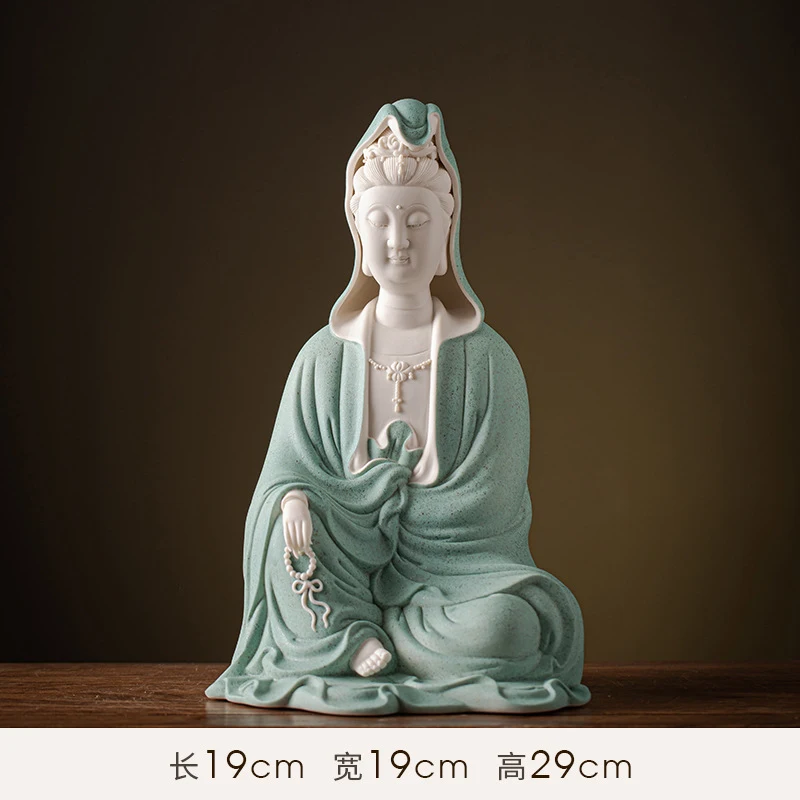 Ceramic Guanyin Bodhisattva Buddha Statue Incense Burner Ornament For Entryway, Living Room, Chinese Style Home Decor, Indo