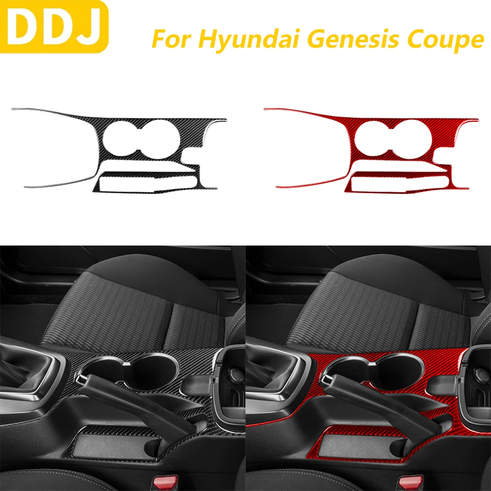 For Hyundai Genesis Coupe 2013-2016 Carbon Fiber Center Console Water Cup Holder Panel Decorative Cover Car Accessories Sticker