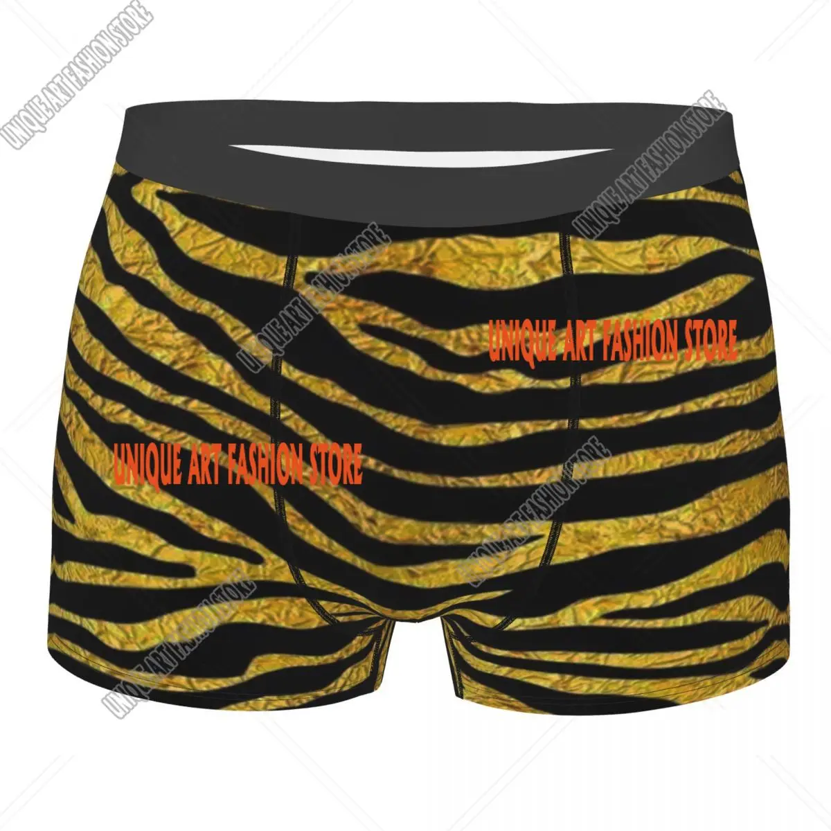 Gold Stripes Tiger King of the Forest Animal Underpants Breathbale Panties Man Underwear Ventilate Shorts Boxer Briefs