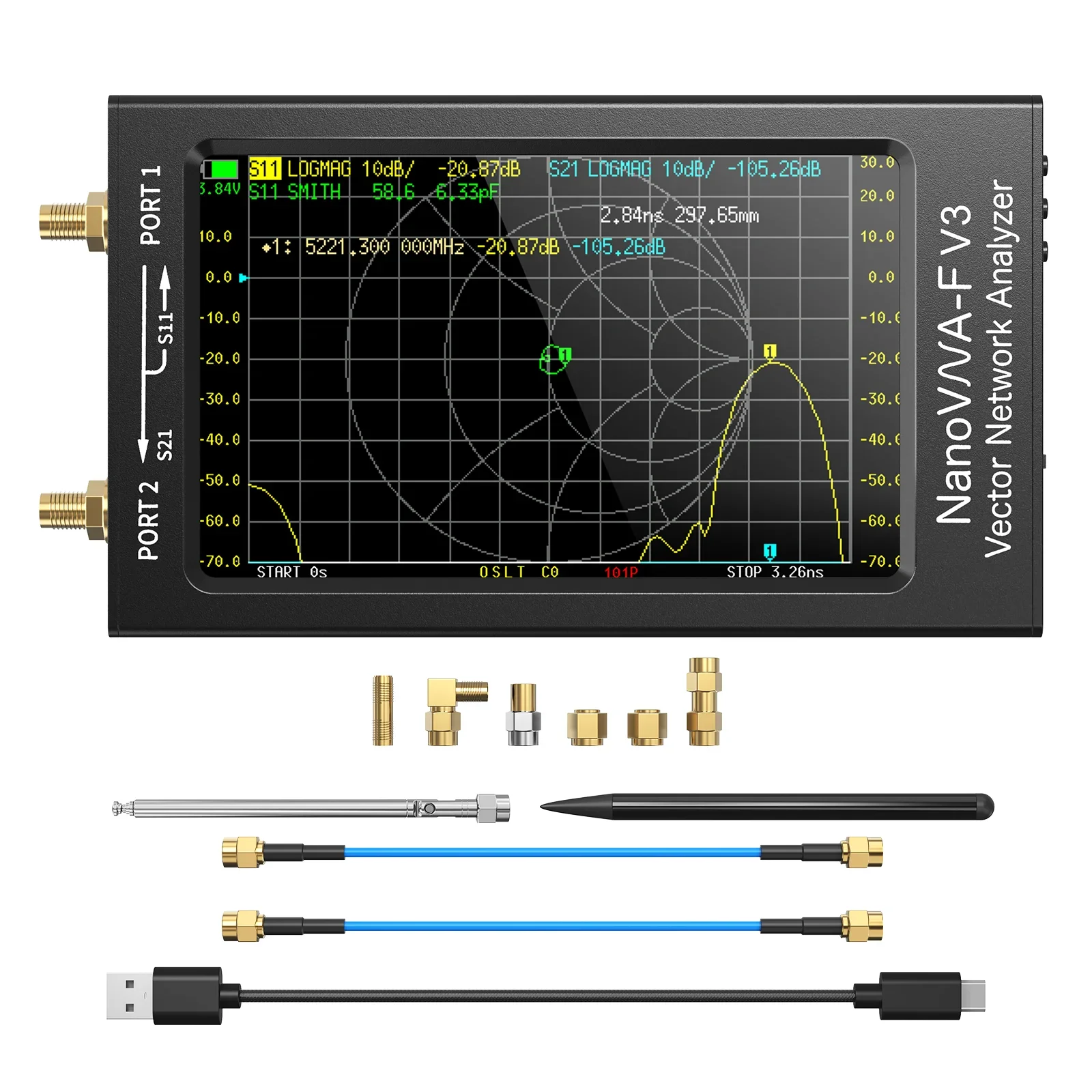 

NanoVNA-F V3 Vector Network Analyzer 2023 Upgrated 1MHz-6GHz 4.3 Inch Display HF VHF UHF VNA Antenna Analyzer 801 Scan Points