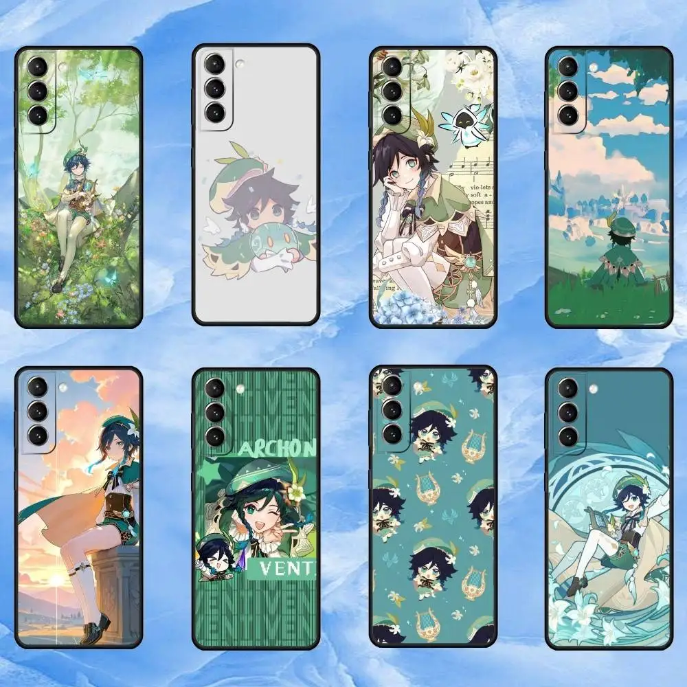 Casing Ponsel V-Venti B-Barbatos Lucu untuk Samsung S25,24,23,22,30,21,10,9,Ultra,Plus,Lite,FE,4,5 G Casing Hitam Lembut