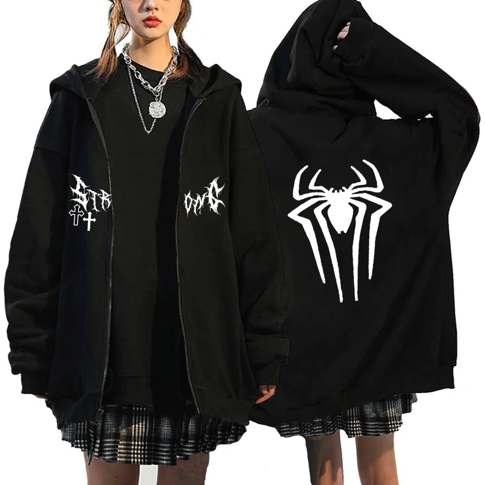 Spider Zipper Hoodies Spider Print Jacket Hip Hop Men Women Oversized Zip Up Hoodie Sweatshirts Y2K Coat Gift Fleece Long Sleeve