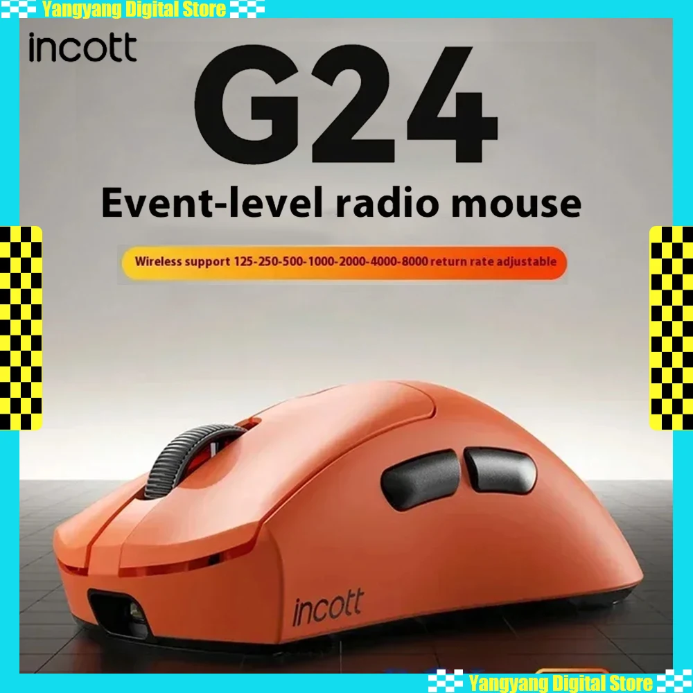 

Беспроводная мышь Incott G24 Pro, 8K, беспроводная Bluetooth, горячая замена, PAW3395, сенсорная игровая мышь для киберспорта, легкий ПК, геймер, подарки