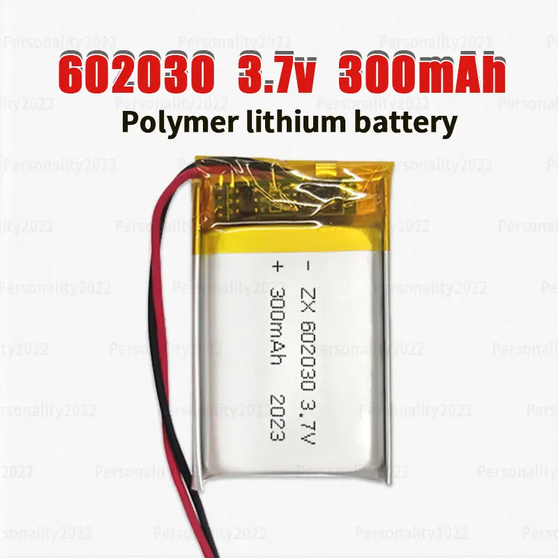 602030 Bateria litowa 300 mAh 3,7 V 2 litowo-jonowe akumulatory polimerowe do zestawu słuchawkowego Bluetooth Głośnik Monitor Samowyzwalacz