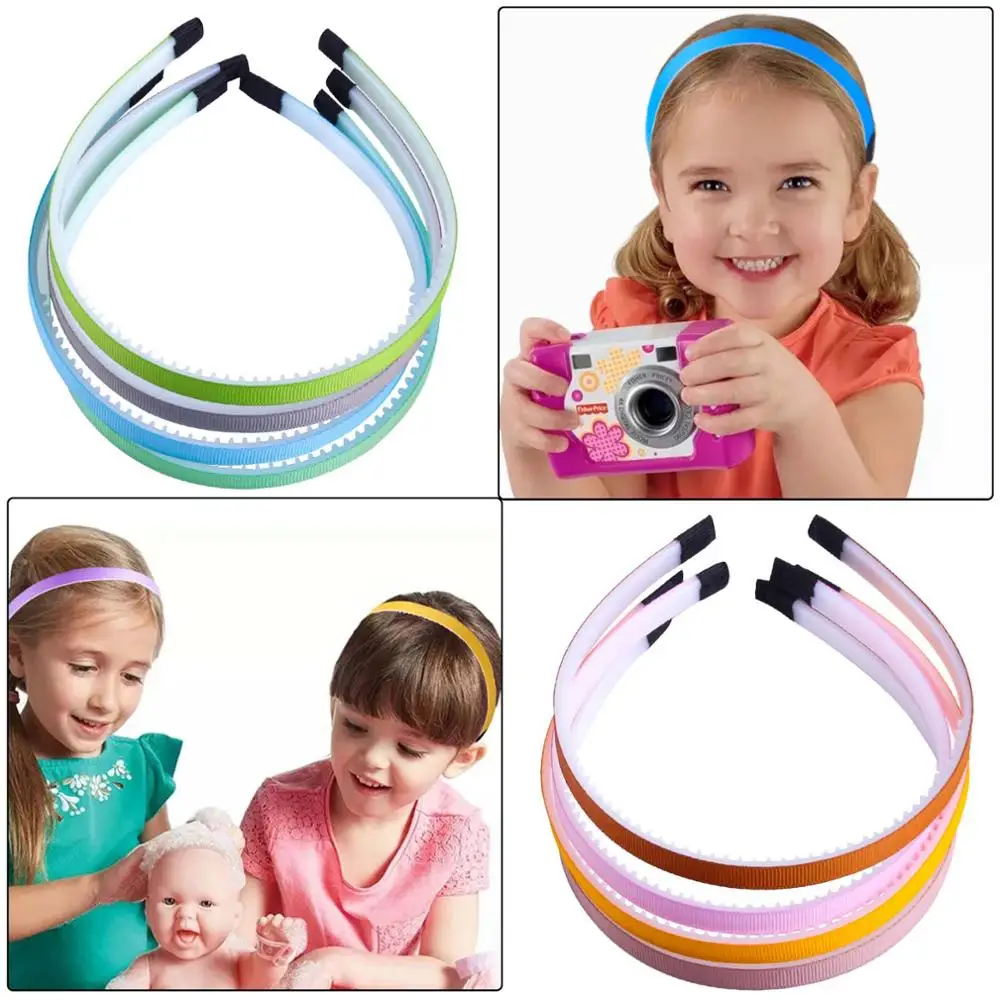 10pcs Ribbon Headbands for Women Colored Teeth DIY Craft Kids Hairband Covered Hair Hoop Multicolor Girl Headwear Accessories