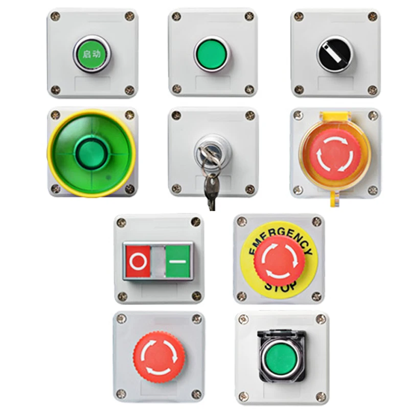 

1PCS XB2 Metal Button Switch Control Box Arrow Emergency Start Stop Industrial Identification Symbol Self Reset Circular