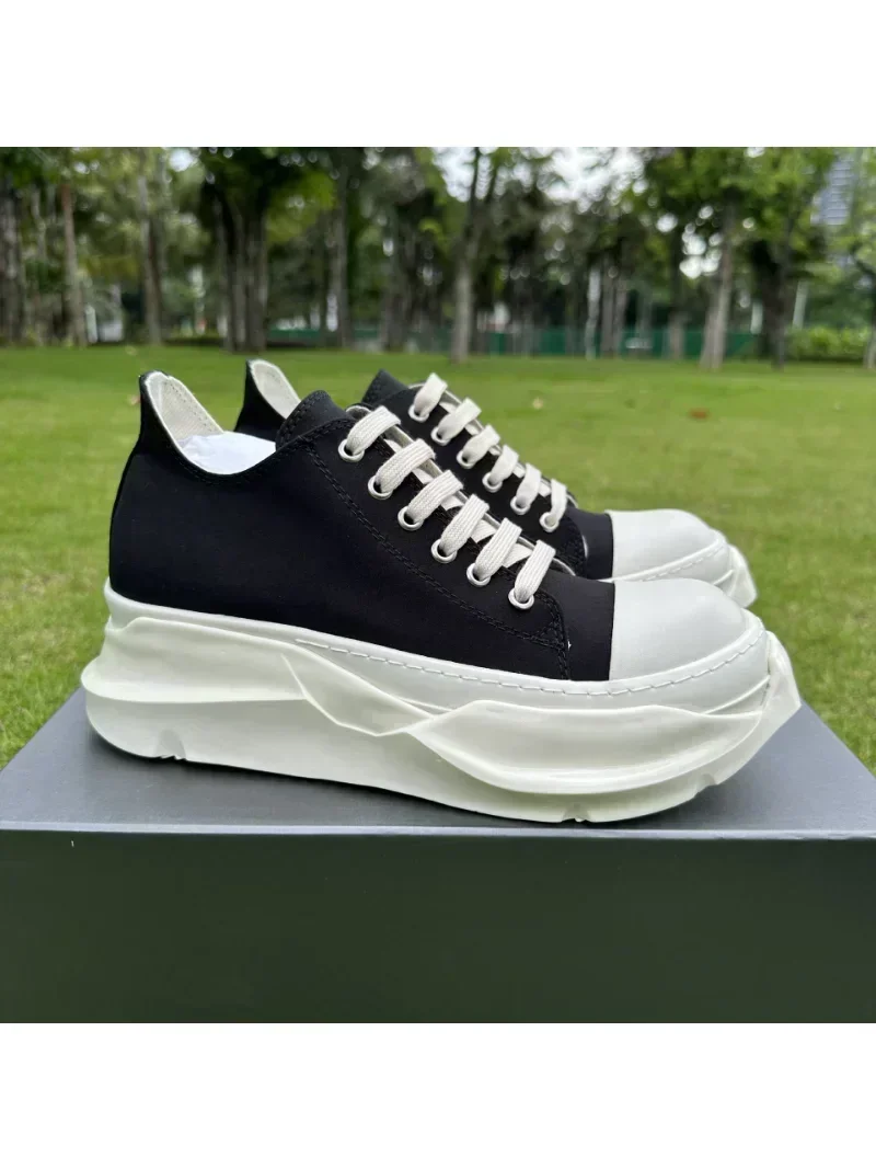 Rick 2024 New Thick Sole High Quality Board Shoes Men's Breathable Low Top Lacing Casual Elevated Canvas  Men Shoes