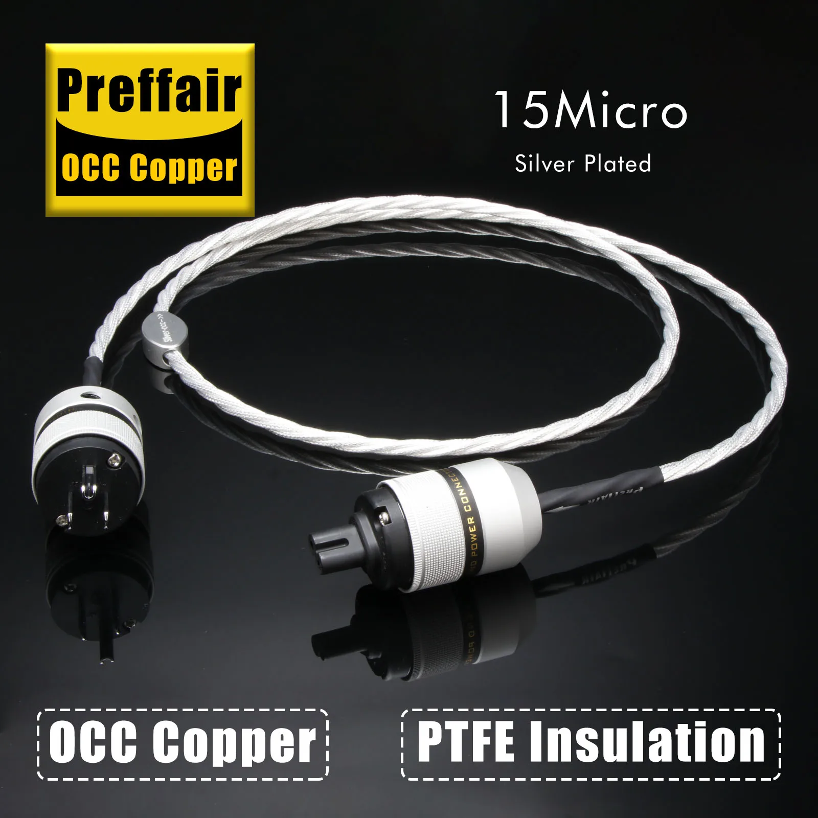 

HiFi Power Cord OCC Silver Plated 12AWG US/EU AC Power Cord IEC C7 Audio Plug Double Shielding Audiophile Amplifier Power Cable