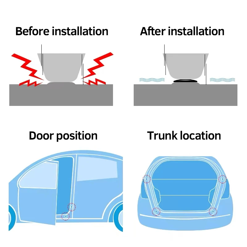 4Pcs Car Door trunk Soundproof Shockproof Buffer Cushion Pad Fit For Ford Focus mk2 mk3 Fiesta mk7 Ranger Mondeo mk4 S-MAX Kuga