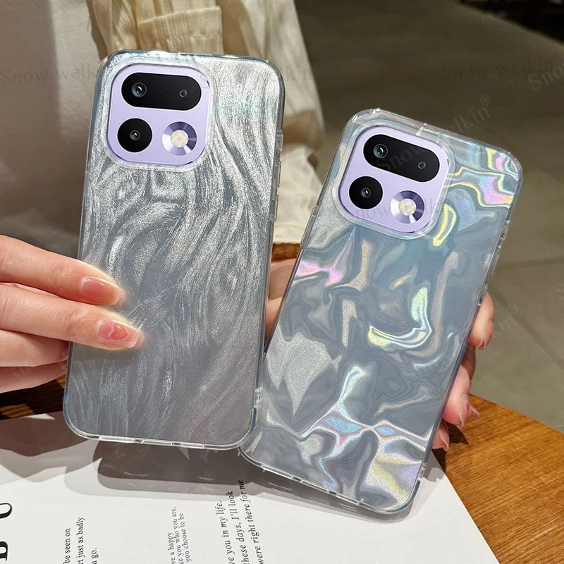 

Роскошный лазерный серебристый градиентный жесткий чехол для Realme 16 Pro, Realme 16 Pro Plus, 16Pro Plus + чехол-бампер из ПК и ТПУ для телефона
