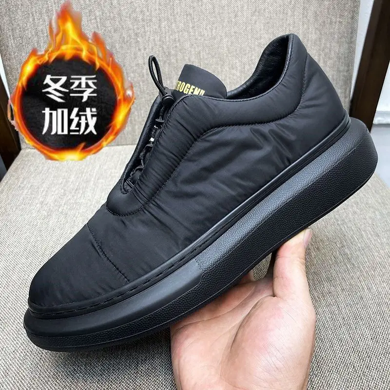 Plush Warm Cotton Shoes for Men Fashion Lace UP Casual Sneakers Male Platform Winter Cotton Shoes Zapatillas Hombre