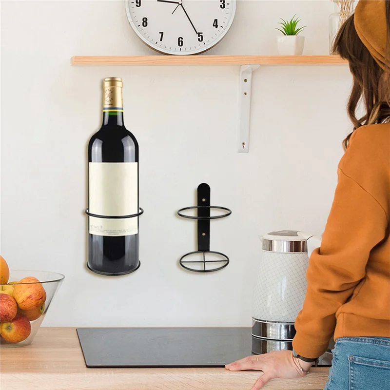 【ADORN】Office Home Kitchen Bar Wine Rack Cabinet 6Pcs Wall Mounted Metal Hanging Black Metal Easy To Install