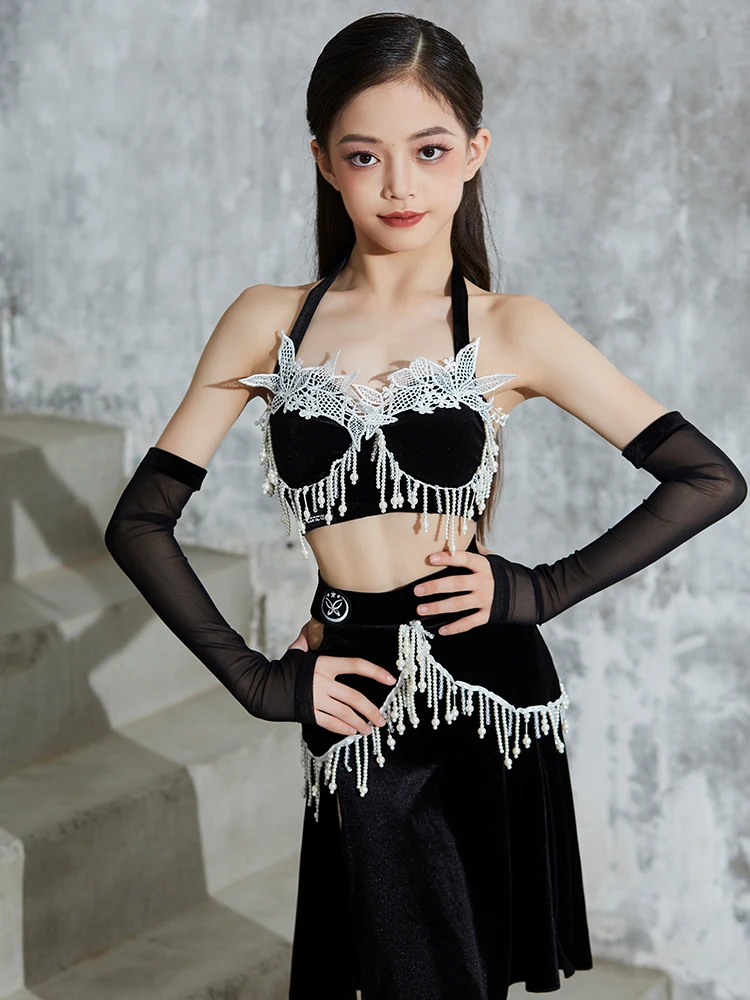 مجموعة ممارسة الرقص اللاتيني زي أداء نفس النمط للبطل مريح كوري مخملي لؤلؤي نمط جديد نبيل