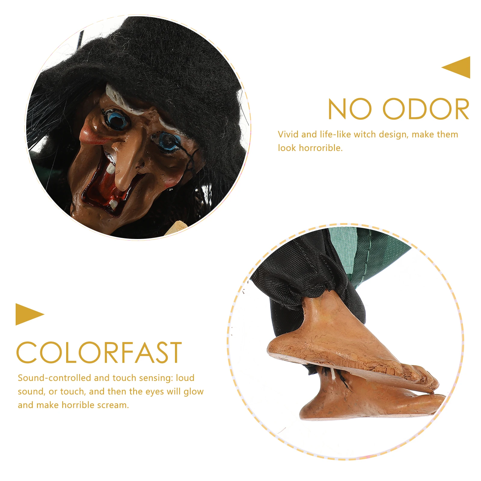 

Sound-Controlled Touch Sensor Halloween Hanging Witch Decoration Horror Wall Ceiling Prop Spooky Home Party Decor