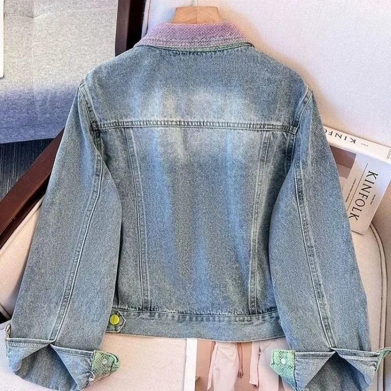 Kurtka damska w stylu kowbojskim, kurtka na wiosnę i jesień 2026, nowa moda, casualowa, retro, krótka kurtka, top