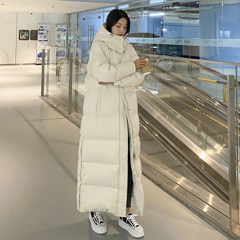 

Winter New Style Korean-Designed Extended and Thick Down Jacket for Women-Long Style Knee-Length To Ankle Extra Long Black Coat