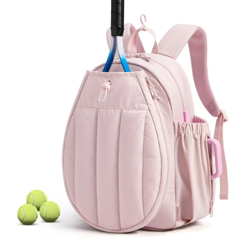 Tennis Pickleball Backpack with Shoe Compartment Durable Polyester Solid Color Portable Large Capacity Outdoor Casual Sports