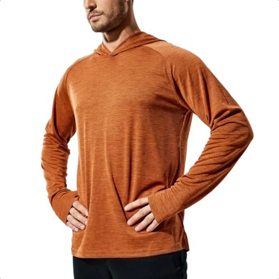 

Men's UPF 50+ Sun Protection Hoodie Long Sleeve SPF Fishing Hiking Running Thumbhole Shirts Hooded Quick Dry Lightweight