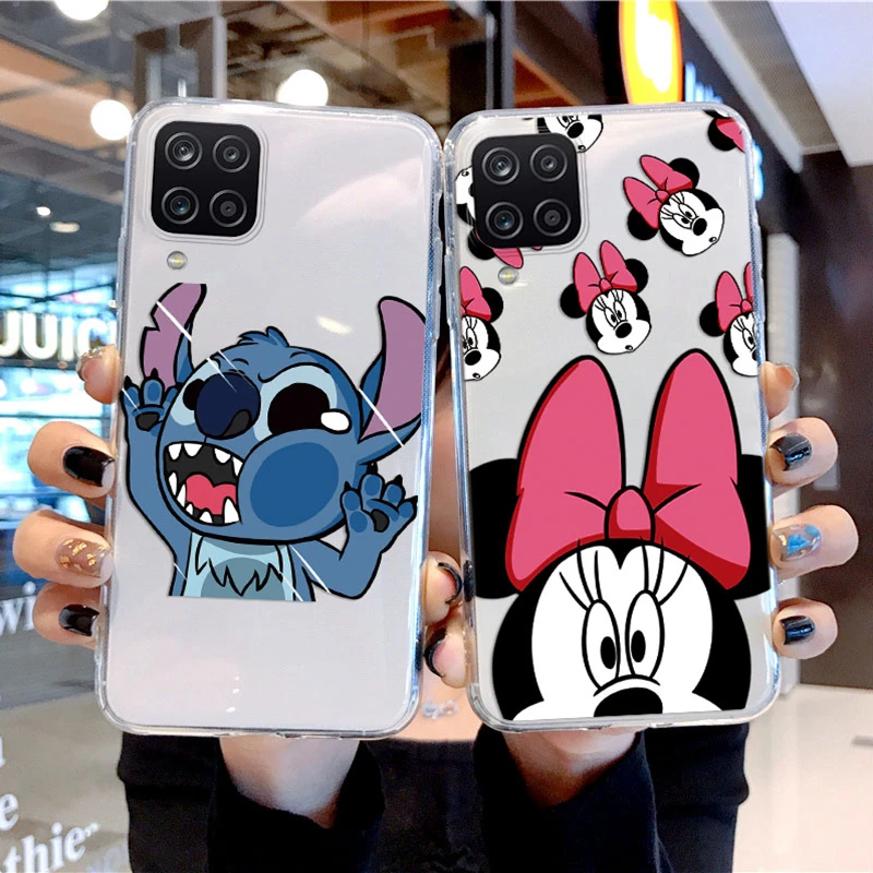 Stitch for Samsung Galaxy A12 M12 A M 12 Phone Case Mickey Minnie Mouse Daisy Donald Duck Clear Silicone Transparent Back Cover