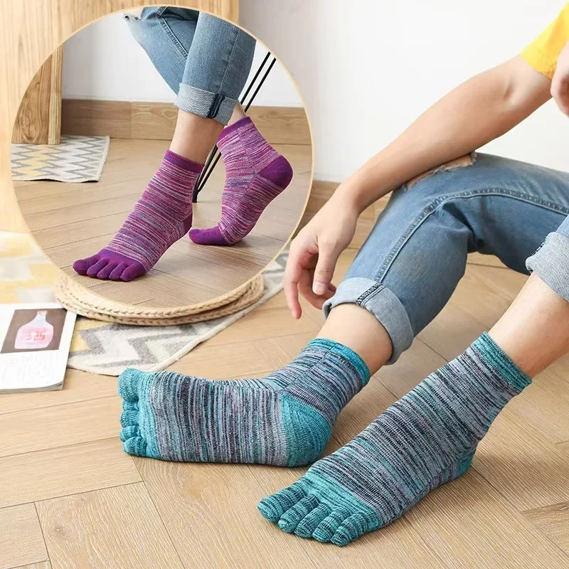 1/6 Pairs Boneless Sweat Absorbing, Breathable Split Toe Socks for Spring New Casual and Comfortable Pure Cotton Men's Socks