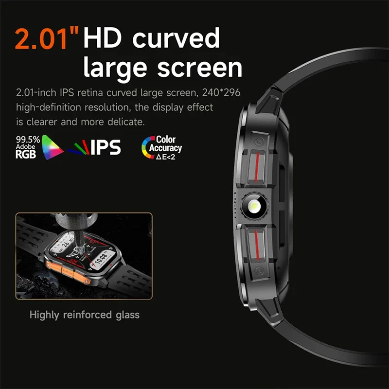 ألعاب القوى الرياضية في الهواء الطلق LED Men Smartwatch Men Bluetooth Call Smartwatch MultiSports Mode Health Monitor 3ATM Smart Watch Man (باللغة الإنجليزية)