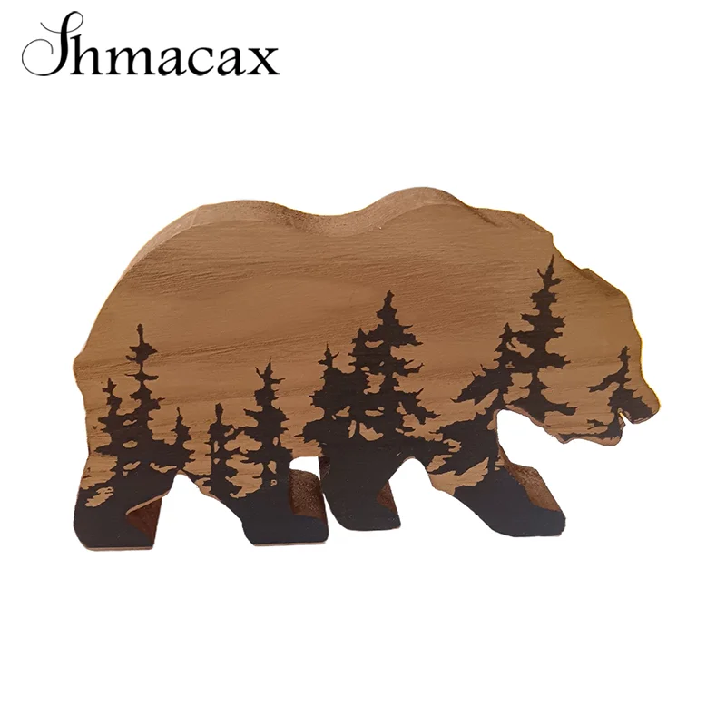 

Wood Brown Bear Ornament Decoration Home Wooden Brown Bear Light Craft Ornament Decor Christmas Gift Crafts