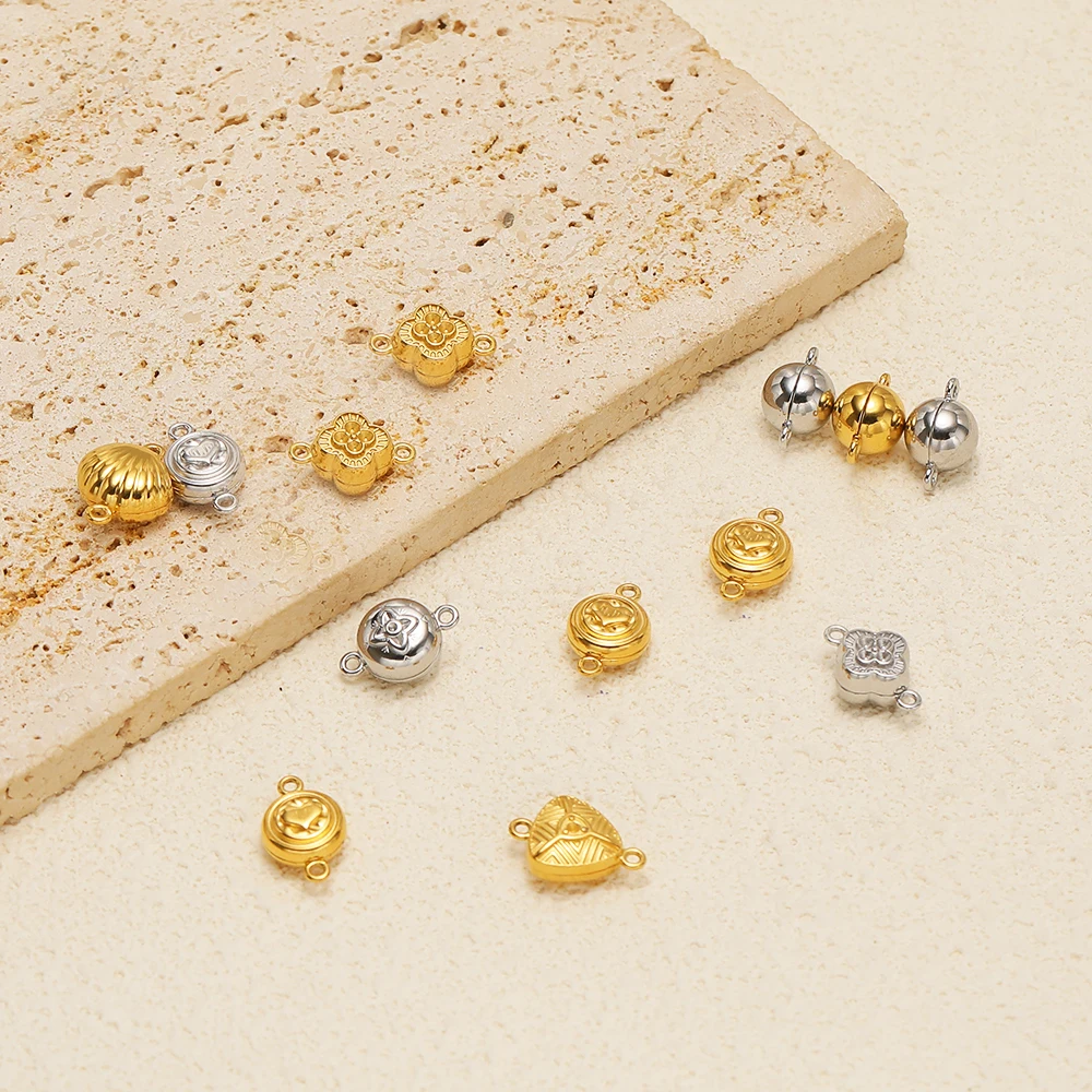 2 Sets ovale Herz-Magnetverschlüsse aus Edelstahl, Schnallenverbinder für DIY-Schmuck, Halskettenanhänger, Armband-Zubehör – Detail 3