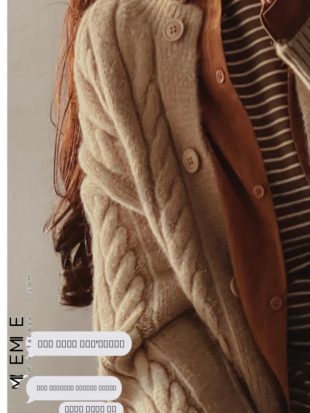 

Loose Knitted Long Sve Sweater Coat Fluffy Twist Lazy Sle New Arrival Open Cardigan Comfortable Fit round Ne Button De...