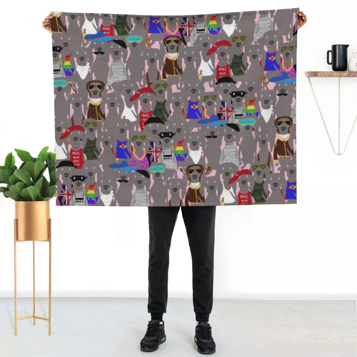 Big Dog Weim Nation Grey Ghost Weimaraner Hand-painted Pet Pattern on Pink Throw Blanket Beautifuls anime Summer Hairy Blankets