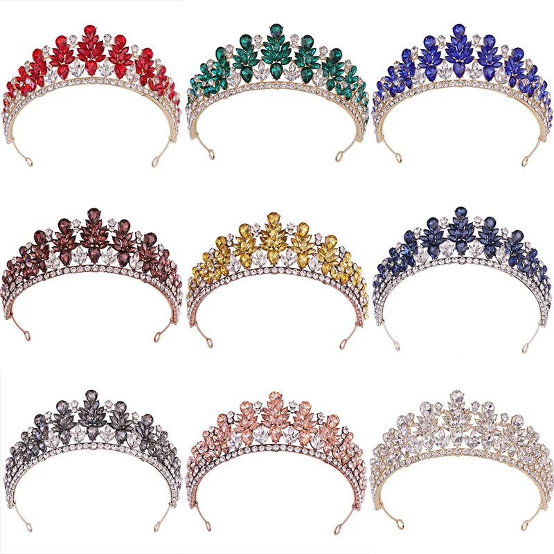 

Full Crystal Fashion Wedding Hair Accessories Queen Princess Tiaras And Crowns More Color Diadems Women Bridal Hair Jewelry