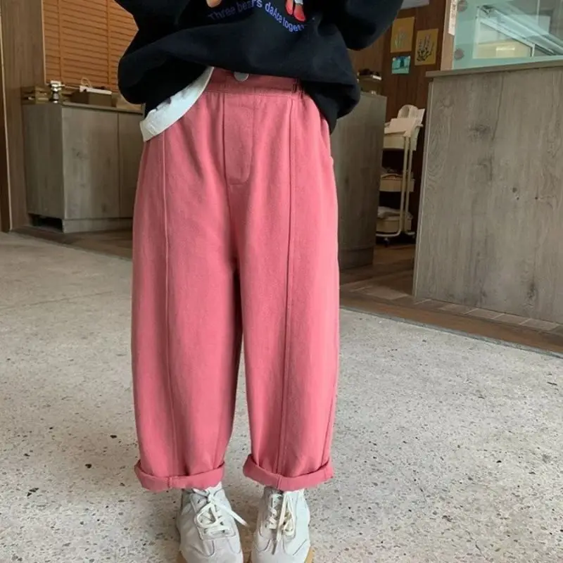 سراويل تقليدية فضفاضة للأطفال لون نقي متعددة الاستخدامات جزرة قرد ربيع الخريف ملابس أطفال أنيقة #1