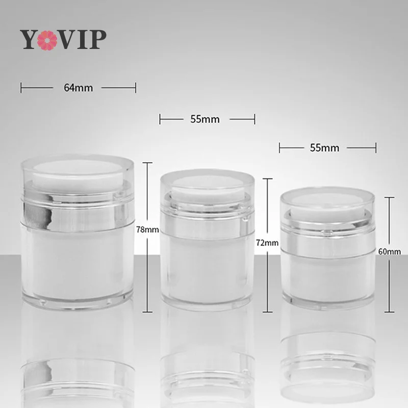 Draagbare 1Pc 15/30/50G Navulbare Cosmetische Pot Crème Blikjes Vacuüm Fles Persstijl Crème Pot Flesjes Airless Cosmetische Container