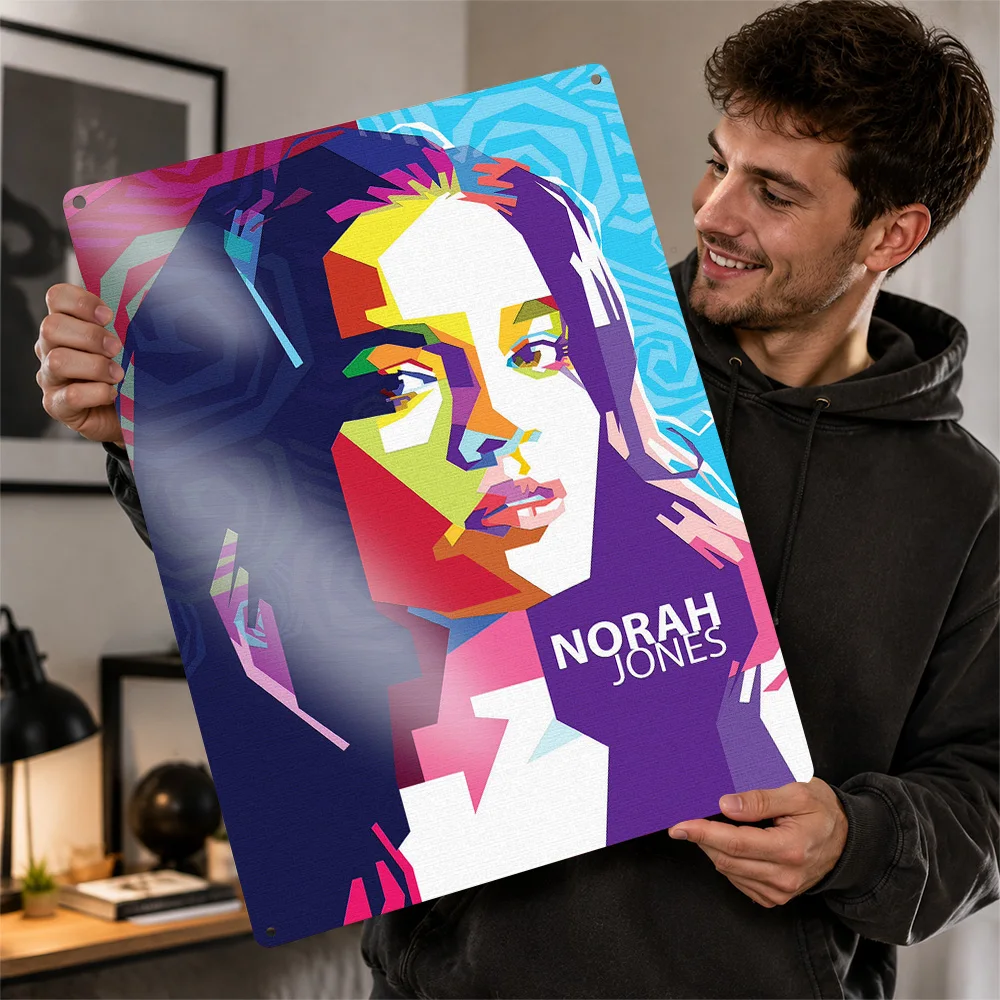 Norah Jones Aluminum Poster Customized Metal Sign Striking Elegant Singer Wall Art Belongs In Jazz Corners And Collector Rooms