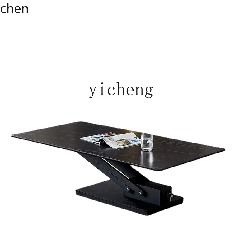 YFY  Minimalist Stone Plate Lifting Coffee Table Dual-Use Modern Square Multi-Functional Tea Table