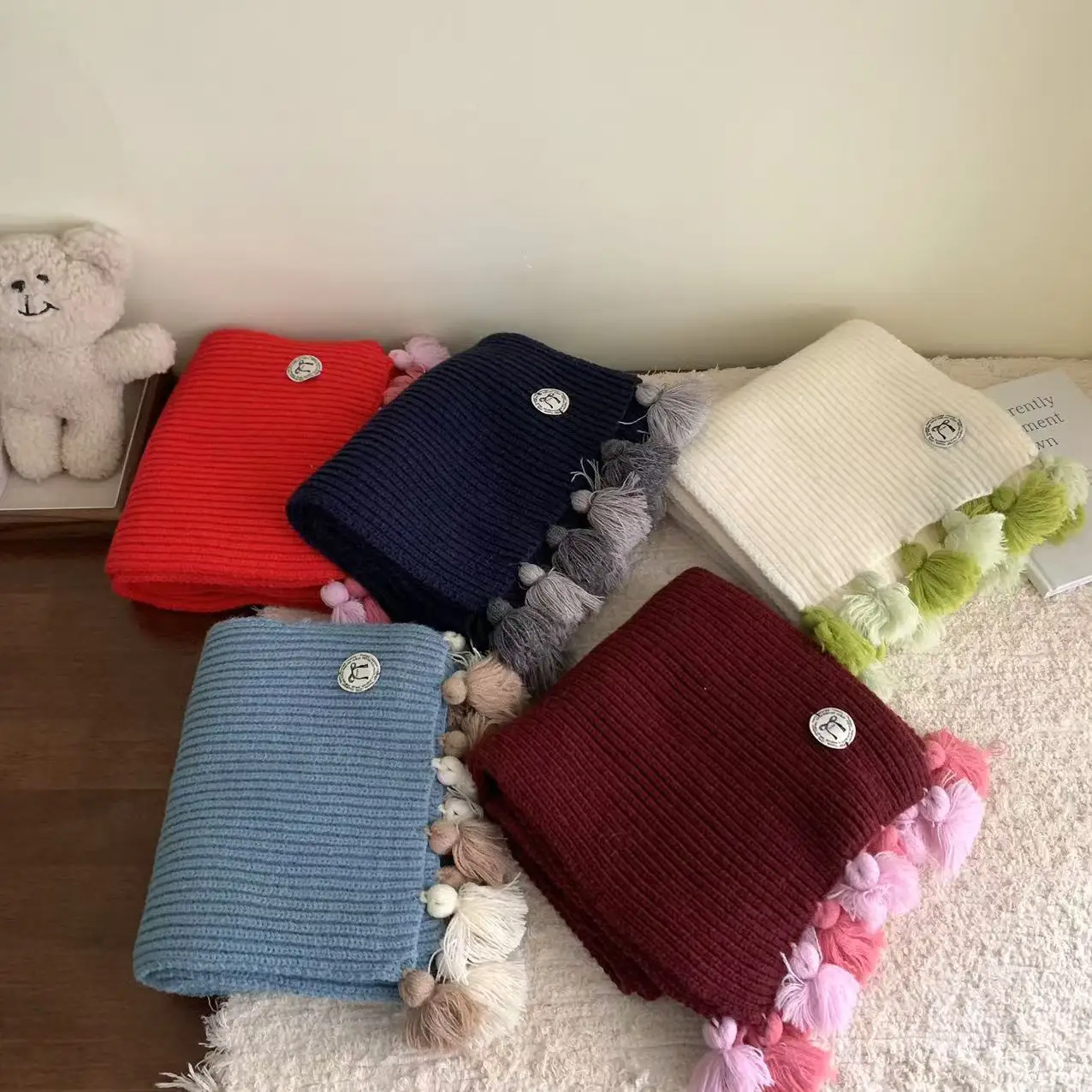 Women's Scarves Japanese Retro Harajuku Tassel Simple Warm Comfortable High-quality Scarf Fashionable Versatile Winter Thickened