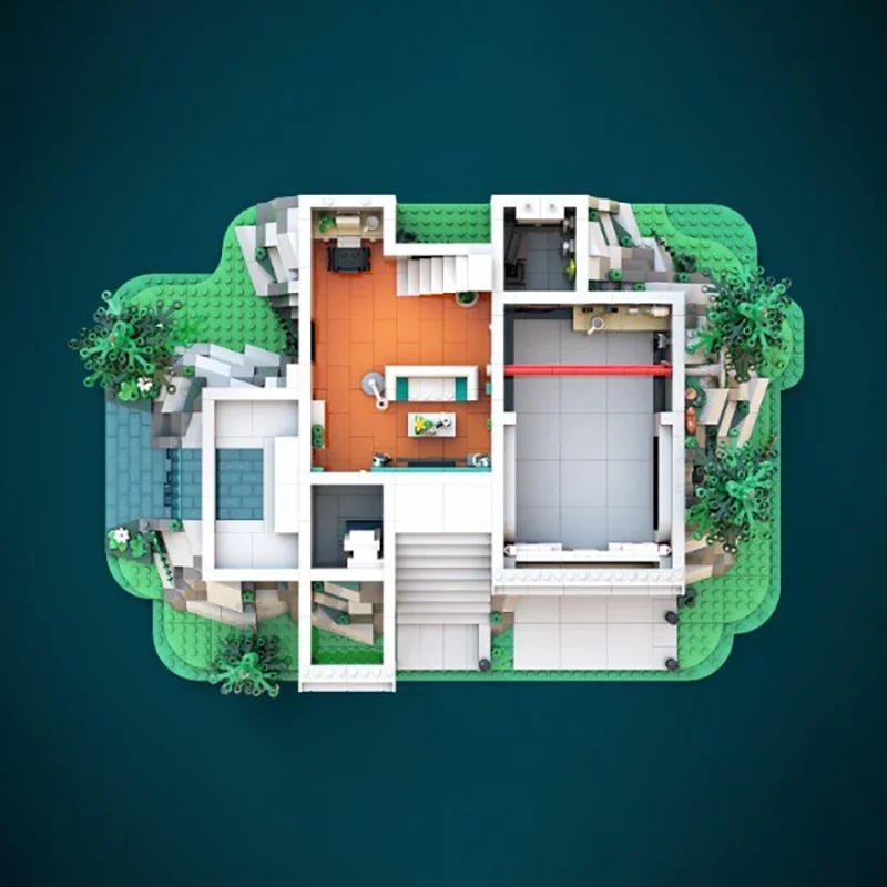 Bloques de construcción Moc, casa moderna, tecnología, ladrillos modulares, regalos de modelo, juguetes de Navidad, conjuntos DIY de montaje