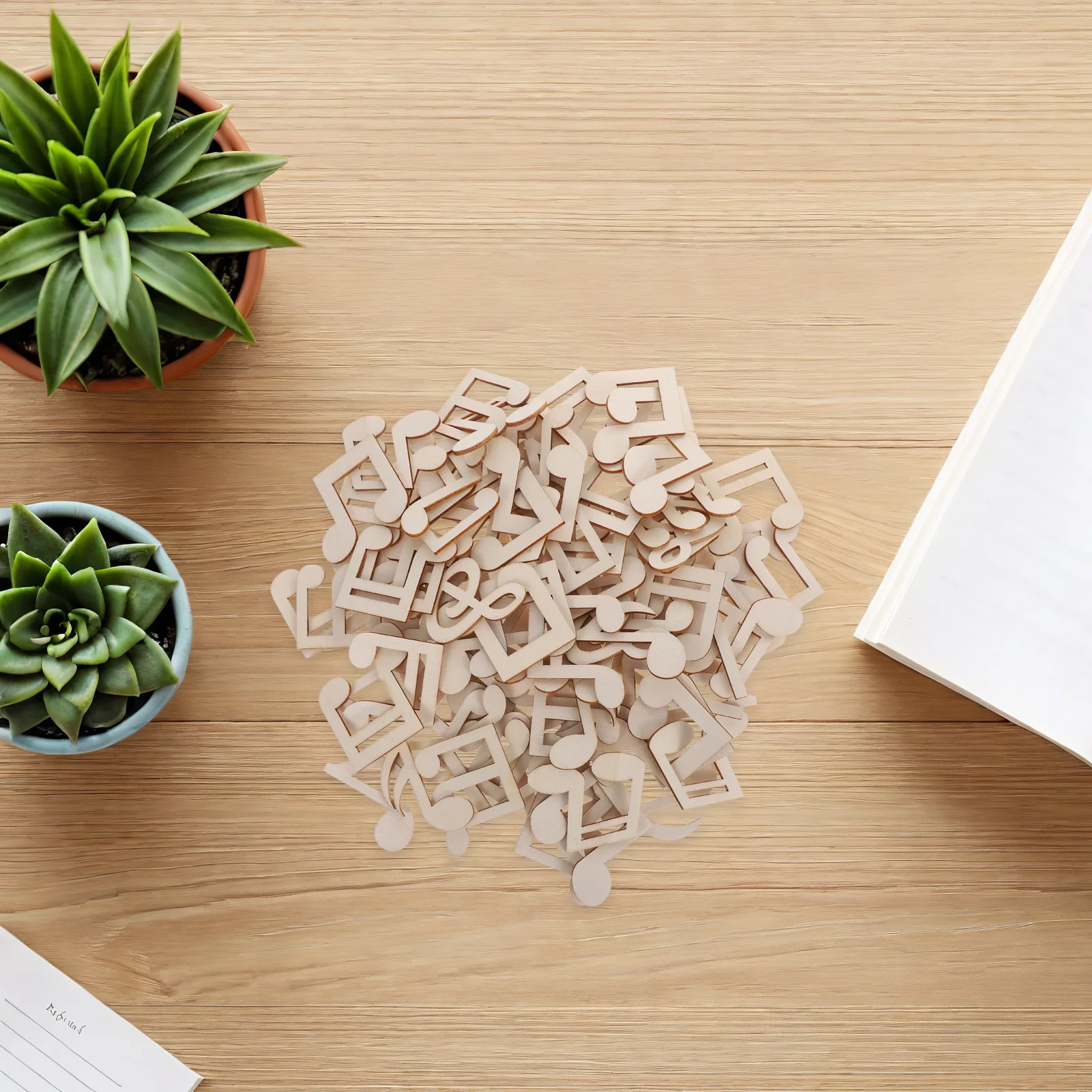 Tranches de notes musicales en bois non peintes, artisanat de bricolage pour enfants, fournitures artistiques, décorations Graffiti, pièces en bois sur le thème musical