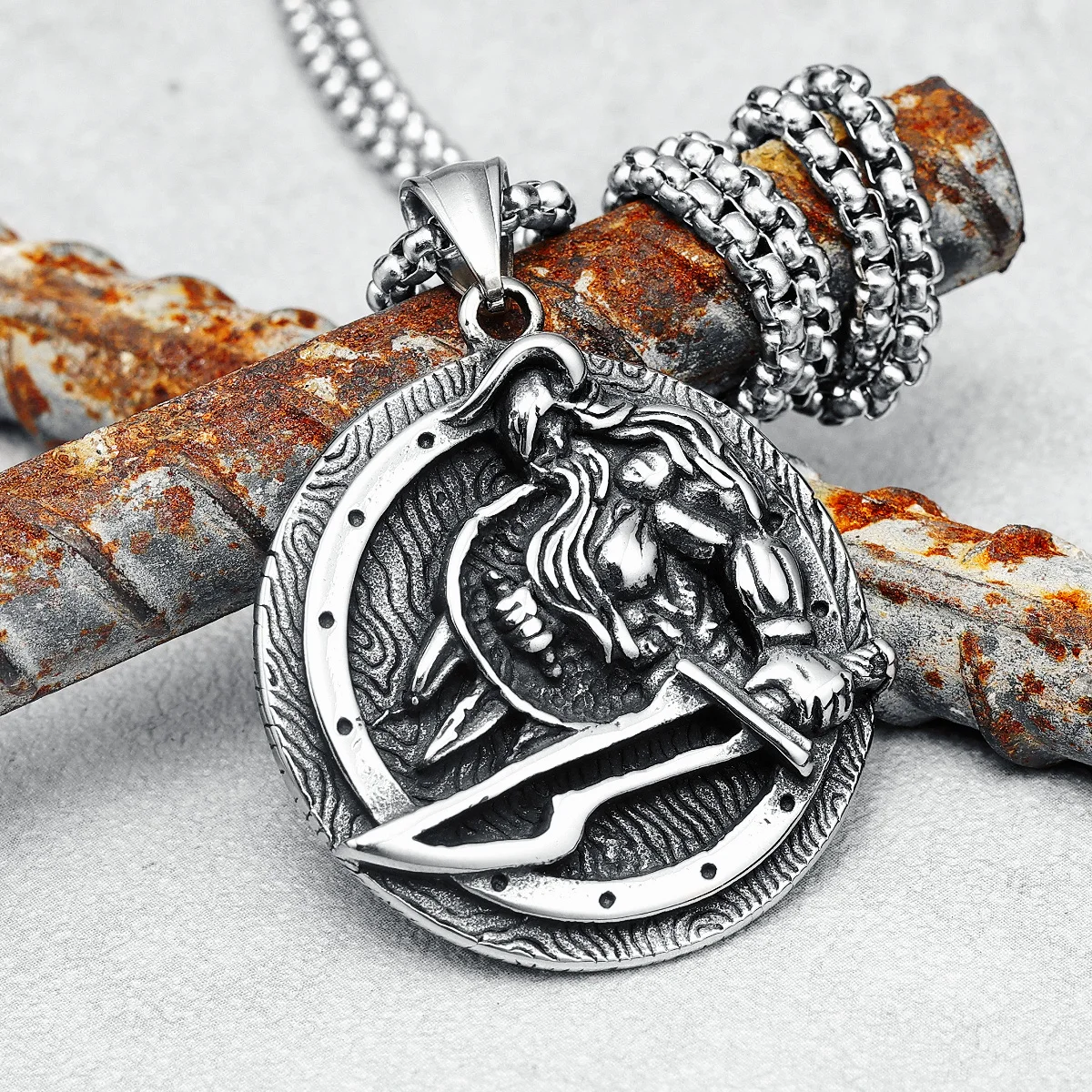 Berserker Pendant Viking Warrior Necklace 316L Stainless Steel Men Chain Punk Rock Hip Hop Rap for Biker Rider Male Jewelry Gift