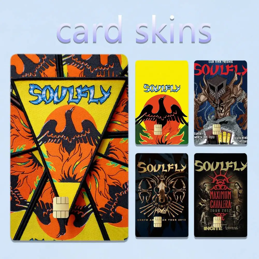 Classic Metal Band Soulfly 4pcs 1Set Laser Holographic Sticker Skin Cover for Credit Bank Debit Card