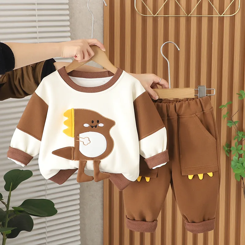 

Unisex Baby Boy and Girl Clothes Set 2025 Spring Autumn Lovely Dinosaur O-neck Long Sleeve Pullover Tops and Pants Kids Clothing