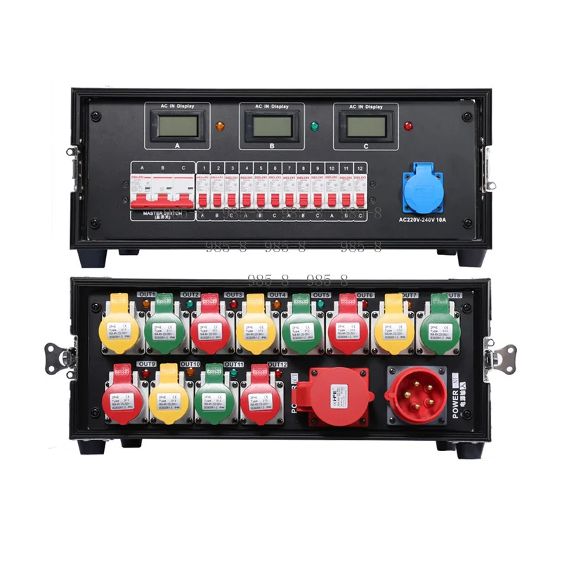 Waterproof 12 Channel PDU With Flight Case Outdoor Power Distributor For Stage Light LED Screen Power Supply