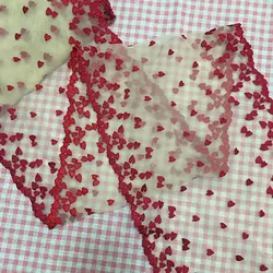 20Yards cuori rosso scuro ricamo netto pizzo Trim fatto a mano accessori Lingerie fai da te tessuti pizzo ricamato per il cucito del vestito