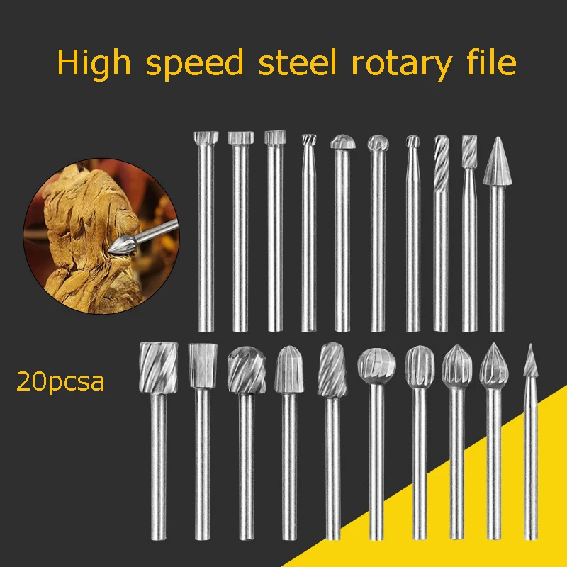 

Electric Grinding Accessories, High-speed Steel Grinding Head, Woodworking File and Milling Cutter, 20 Pieces