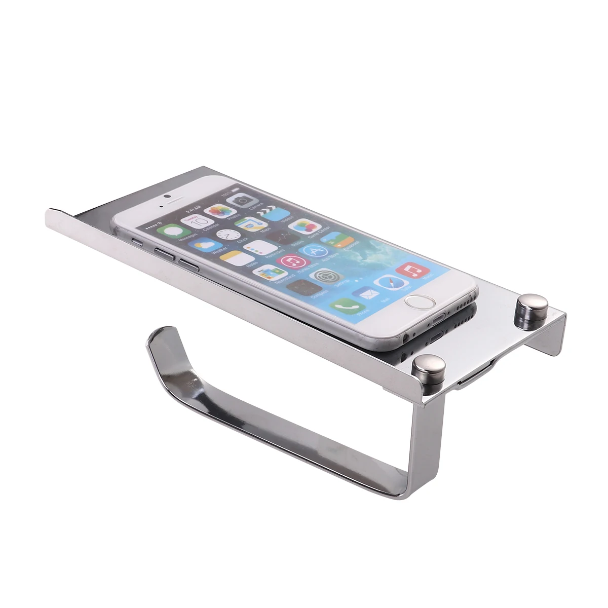 

Stainless Steel Tissue Holder 18x9 Bright Silver Multifunction Phone Rack Bathroom Paper Roll Home Hotel Storage