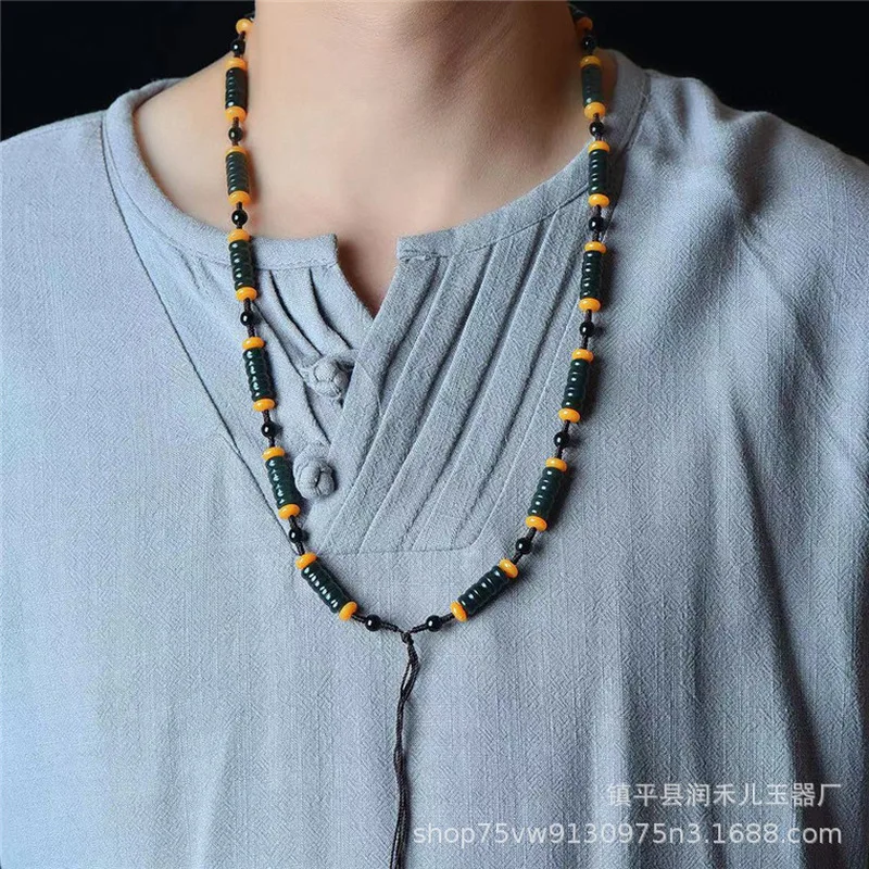 Natural , Green , Hotan Jade Emerald Necklace