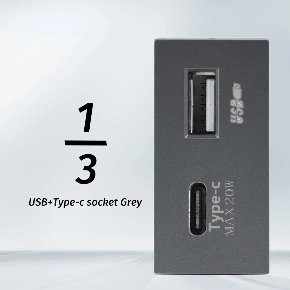Melery Brazil Italian Chile Mexico Standard Free Combination Function USB Type C Key DIY Switch Socket 4*2 Gray 4*4 Fast Charge